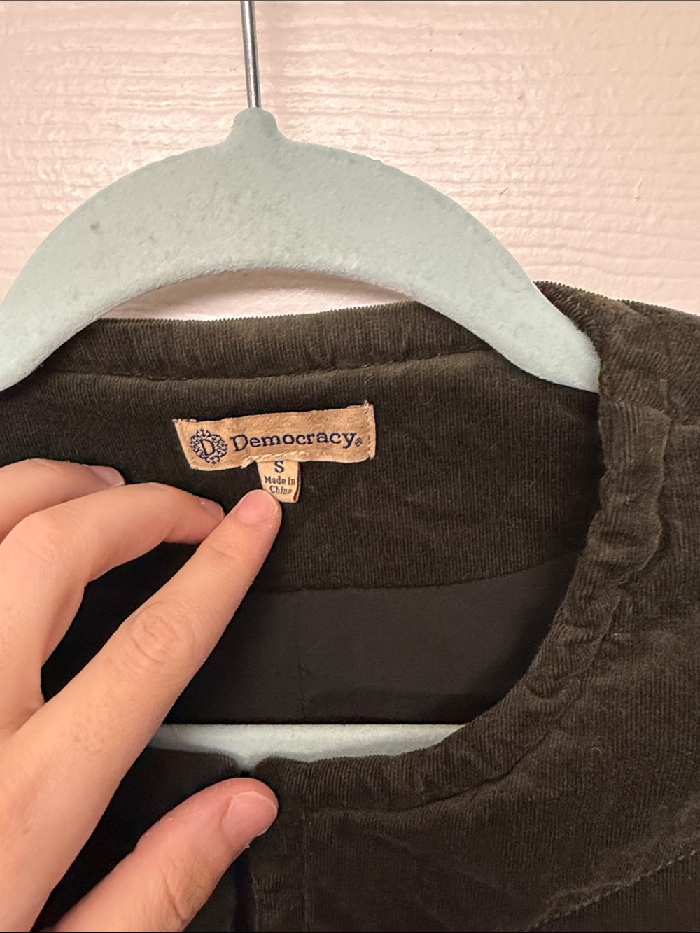 Democracy Olive Green Quilted Corduroy Vest - Picture 2 of 5